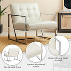 Glitzhome Set of 2 29.25W Mid-Century PU Leather Tufted Accent Chairs