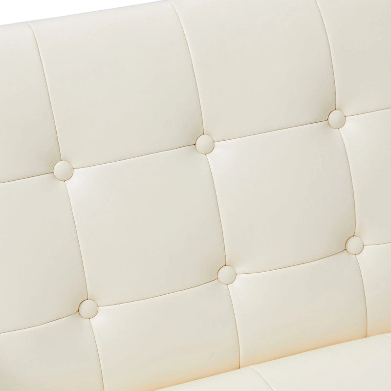 Glitzhome Set of 2 29.25W Mid-Century PU Leather Tufted Accent Chairs