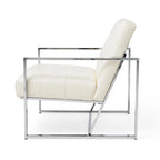 Glitzhome Set of 2 29.25W Mid-Century PU Leather Tufted Accent Chairs