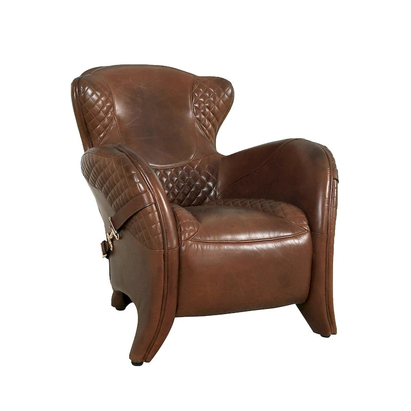 Pasargad Home Aspen Flügelstuhl aus vollnarbigem Leder, braun – W31xD34.5xH33.5