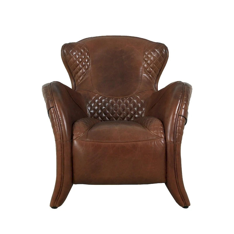 Pasargad Home Aspen Flügelstuhl aus vollnarbigem Leder, braun – W31xD34.5xH33.5