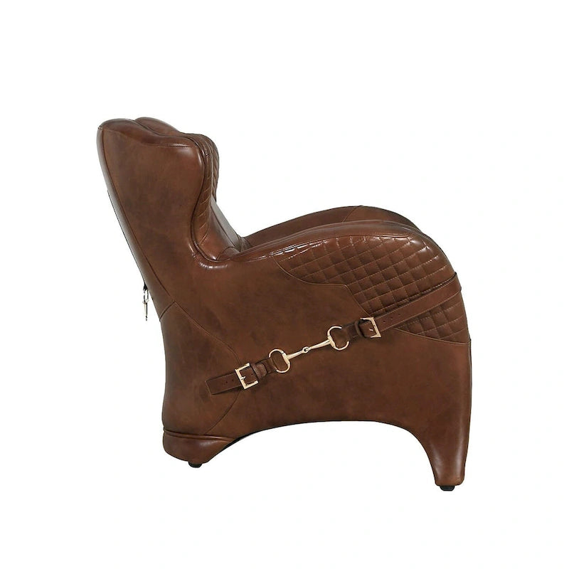 Pasargad Home Aspen Flügelstuhl aus vollnarbigem Leder, braun – W31xD34.5xH33.5