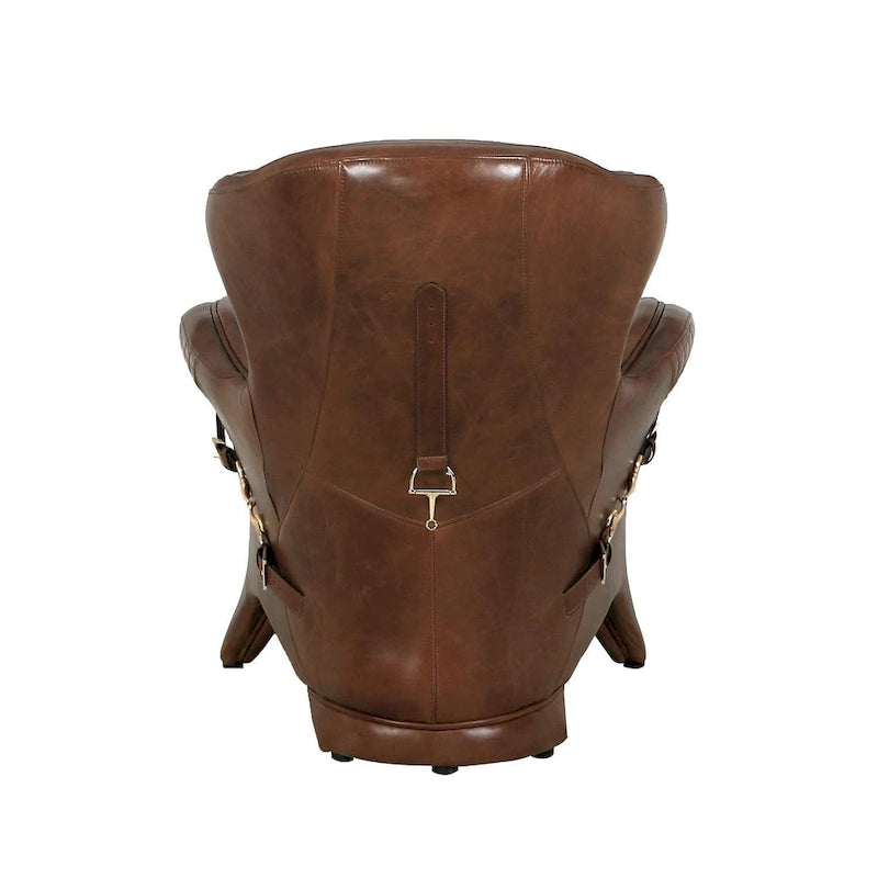 Pasargad Home Aspen Flügelstuhl aus vollnarbigem Leder, braun – W31xD34.5xH33.5