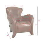 Pasargad Home Aspen Flügelstuhl aus vollnarbigem Leder, braun – W31xD34.5xH33.5