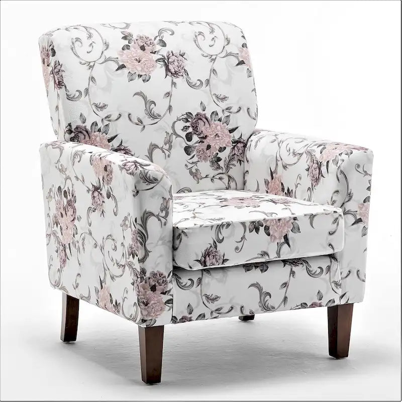 Sillón decorativo moderno con brazos, estructura de madera de abedul y tapizado de microfibra