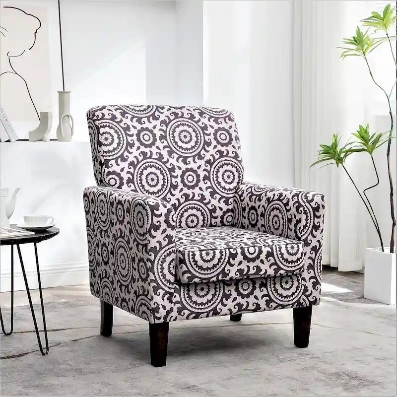 Contemporary Accent Arm Chair with Birch Wood Frame and Microfiber Upholstery