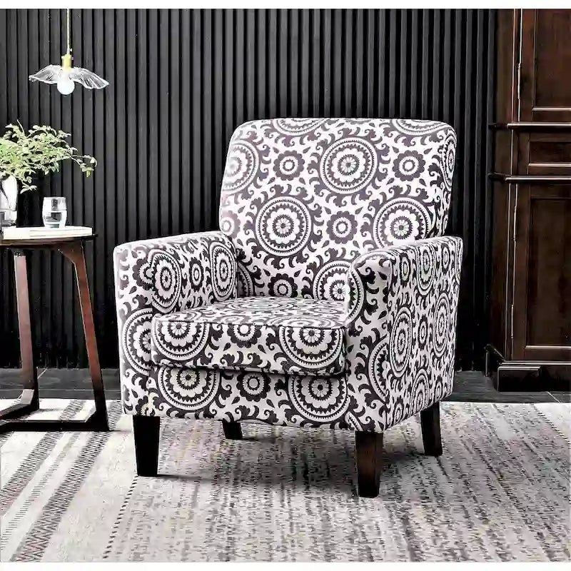 Contemporary Accent Arm Chair with Birch Wood Frame and Microfiber Upholstery