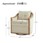 Oswald Jess Farmhouse Solid Wood Edging Swivel Barrel Chair with Toss Pillows by HULALA HOME