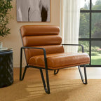 Glitzhome 26.75W Modern Comfy PU Leather Accent Chair with Metal Frame