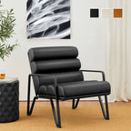 Glitzhome 26.75W Modern Comfy PU Leather Accent Chair with Metal Frame