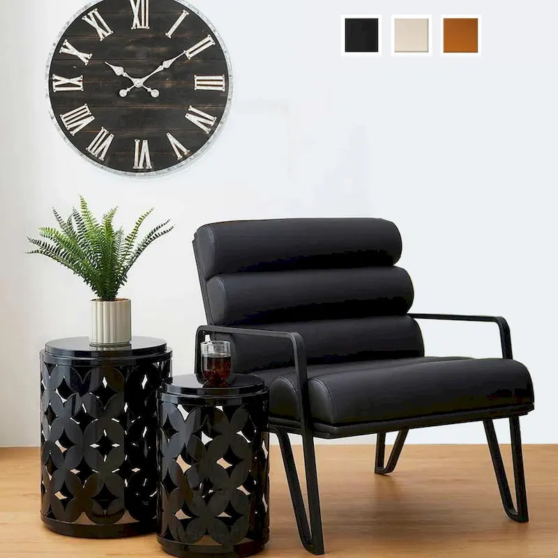 Glitzhome 26.75W Modern Comfy PU Leather Accent Chair with Metal Frame