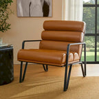 Glitzhome 26.75W Modern Comfy PU Leather Accent Chair with Metal Frame