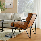 Glitzhome 26.75W Modern Comfy PU Leather Accent Chair with Metal Frame