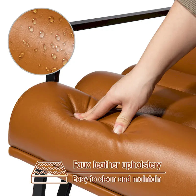 Glitzhome 26.75W Modern Comfy PU Leather Accent Chair with Metal Frame