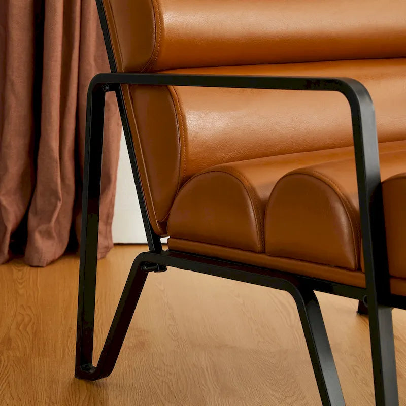 Glitzhome 26.75W Modern Comfy PU Leather Accent Chair with Metal Frame