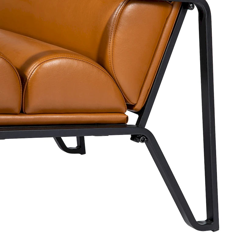 Glitzhome 26.75W Modern Comfy PU Leather Accent Chair with Metal Frame