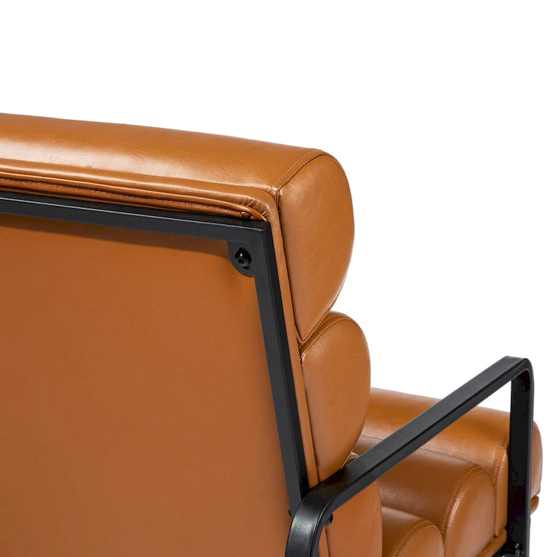 Glitzhome 26.75W Modern Comfy PU Leather Accent Chair with Metal Frame