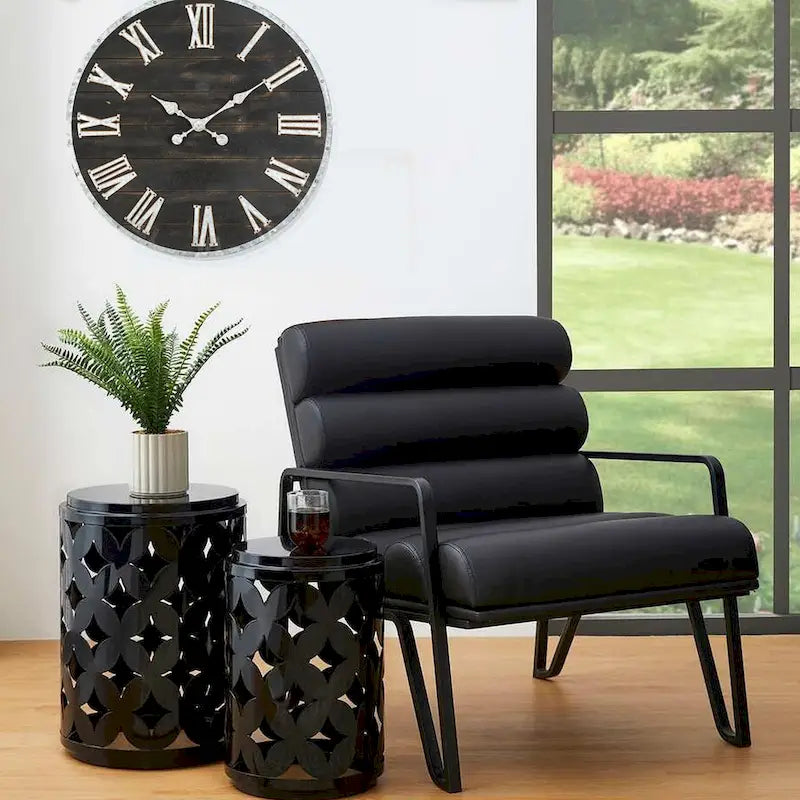 Glitzhome 26.75W Modern Comfy PU Leather Accent Chair with Metal Frame