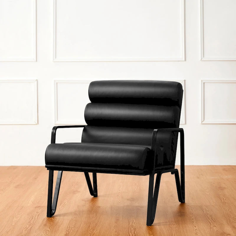 Glitzhome 26.75W Modern Comfy PU Leather Accent Chair with Metal Frame