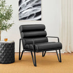 Glitzhome 26.75W Modern Comfy PU Leather Accent Chair with Metal Frame