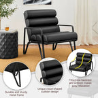 Glitzhome 26.75W Modern Comfy PU Leather Accent Chair with Metal Frame