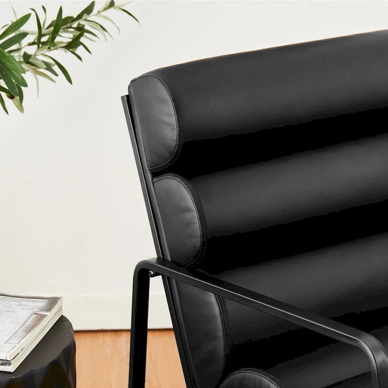 Glitzhome 26.75W Modern Comfy PU Leather Accent Chair with Metal Frame