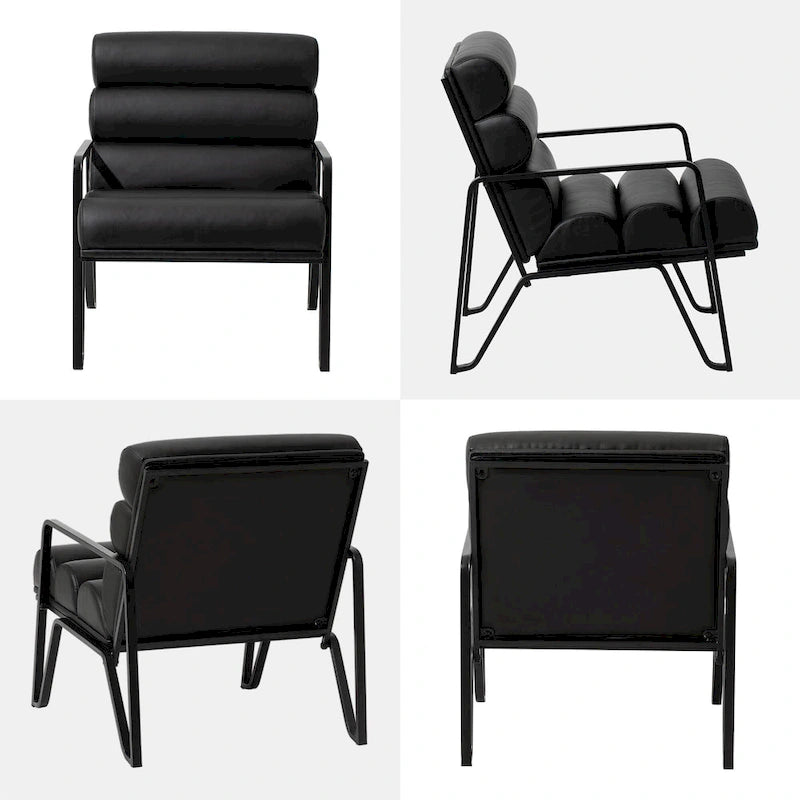 Glitzhome 26.75W Modern Comfy PU Leather Accent Chair with Metal Frame