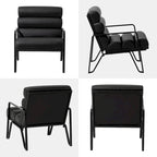 Glitzhome 26.75W Modern Comfy PU Leather Accent Chair with Metal Frame