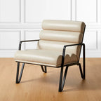 Glitzhome 26.75W Modern Comfy PU Leather Accent Chair with Metal Frame