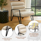 Glitzhome 26.75W Modern Comfy PU Leather Accent Chair with Metal Frame