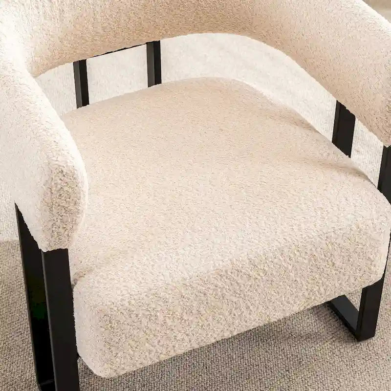 Upholstered Teddy Velvet Single Accent Chair Modern Corner Padded Boucle Armchair for Living Room Bedroom Lounge