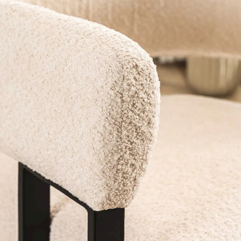 Upholstered Teddy Velvet Single Accent Chair Modern Corner Padded Boucle Armchair for Living Room Bedroom Lounge