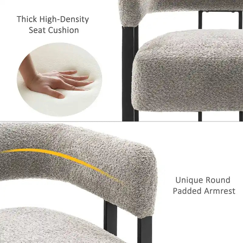 Upholstered Teddy Velvet Single Accent Chair Modern Corner Padded Boucle Armchair for Living Room Bedroom Lounge