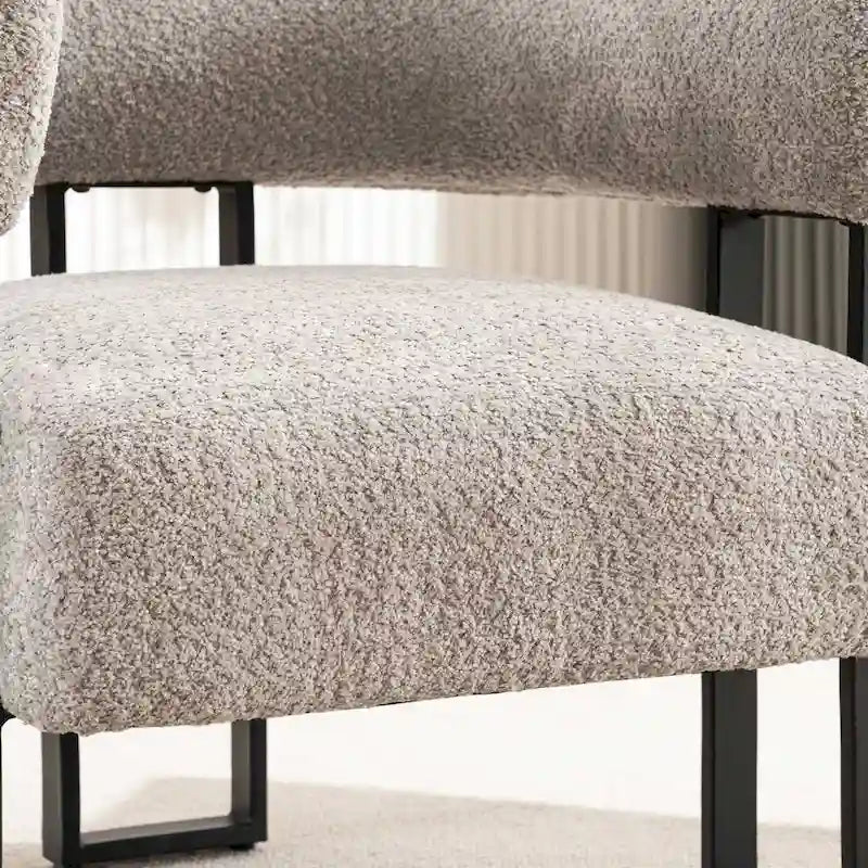 Upholstered Teddy Velvet Single Accent Chair Modern Corner Padded Boucle Armchair for Living Room Bedroom Lounge