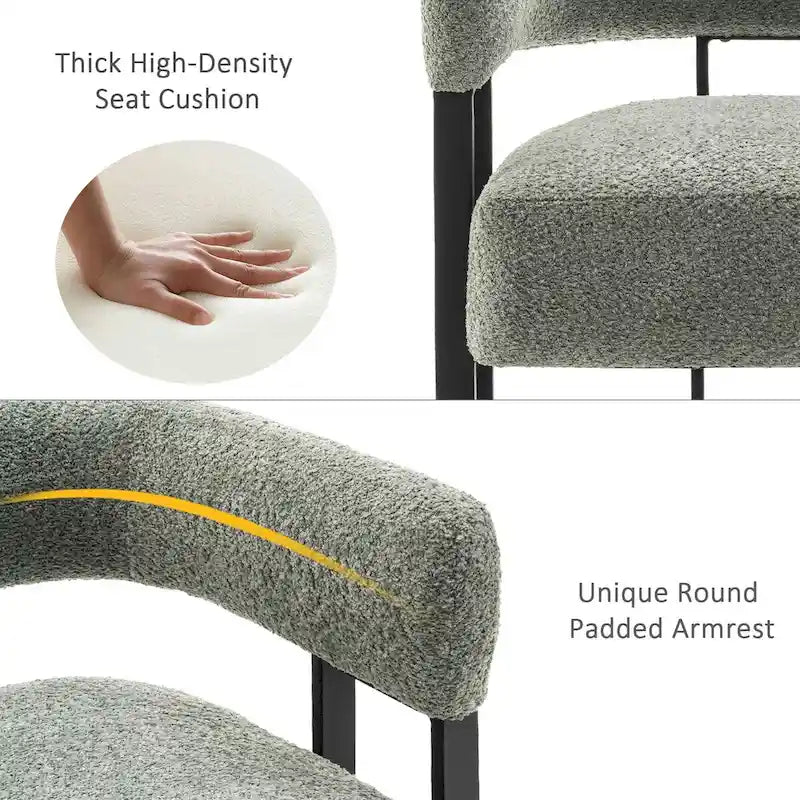 Upholstered Teddy Velvet Single Accent Chair Modern Corner Padded Boucle Armchair for Living Room Bedroom Lounge