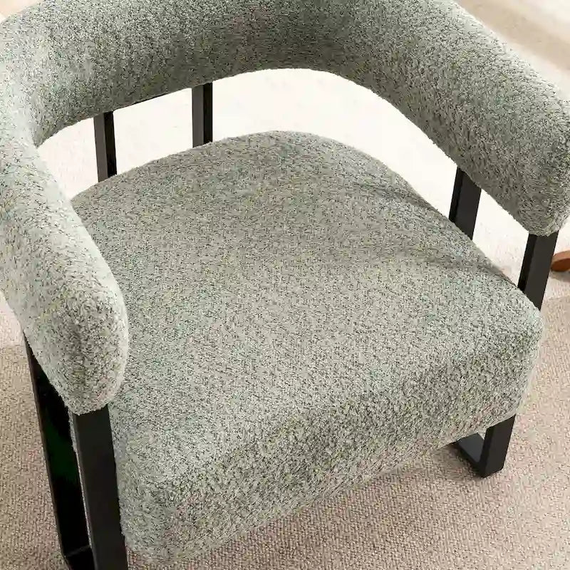 Upholstered Teddy Velvet Single Accent Chair Modern Corner Padded Boucle Armchair for Living Room Bedroom Lounge