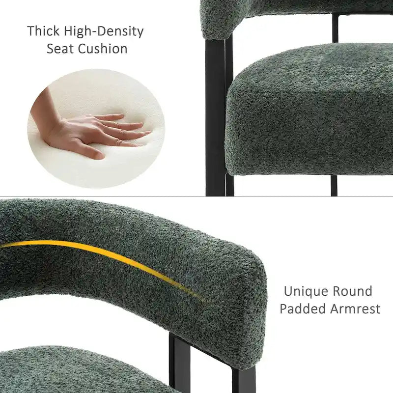Upholstered Teddy Velvet Single Accent Chair Modern Corner Padded Boucle Armchair for Living Room Bedroom Lounge