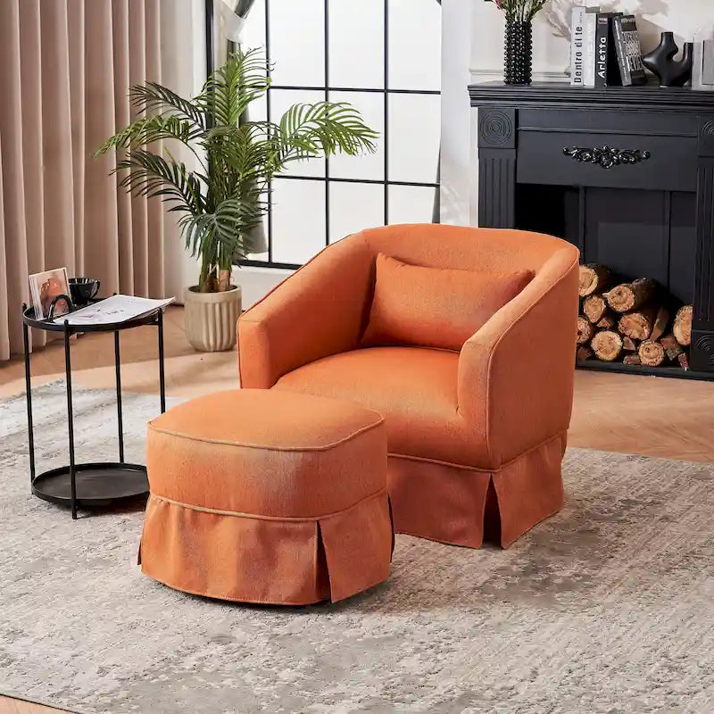 Sillón barril giratorio con otomana, sillón decorativo giratorio para sala