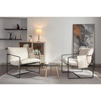 Upholstered Hanging Armchairs with Arm Pockets, Metal Frame,Set of 2
