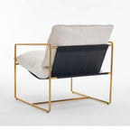 Upholstered Hanging Armchairs with Arm Pockets, Metal Frame,Set of 2
