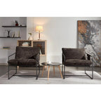 Upholstered Hanging Armchairs with Arm Pockets, Metal Frame,Set of 2
