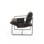 Upholstered Hanging Armchairs with Arm Pockets, Metal Frame,Set of 2