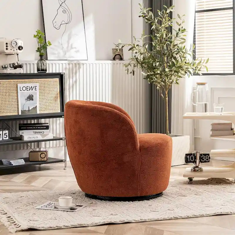 Tekli Kumaş Modern Vurgulu Koltuk, 360 Derece Dönen Fıçı Koltuk