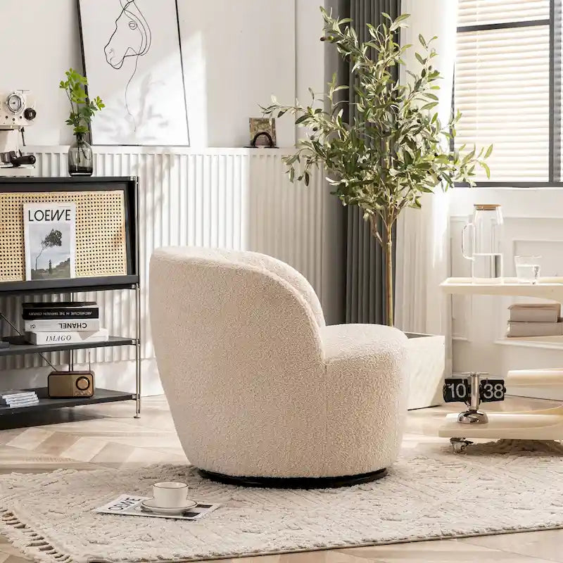Tekli Kumaş Modern Vurgulu Koltuk, 360 Derece Dönen Fıçı Koltuk