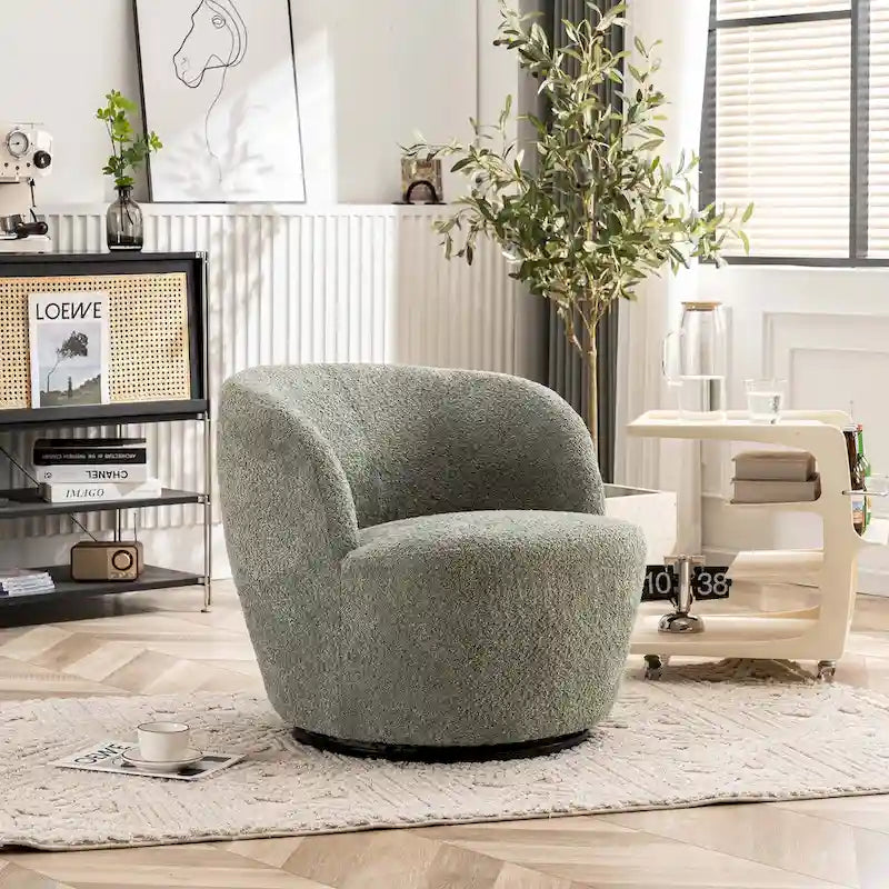 Tekli Kumaş Modern Vurgulu Koltuk, 360 Derece Dönen Fıçı Koltuk