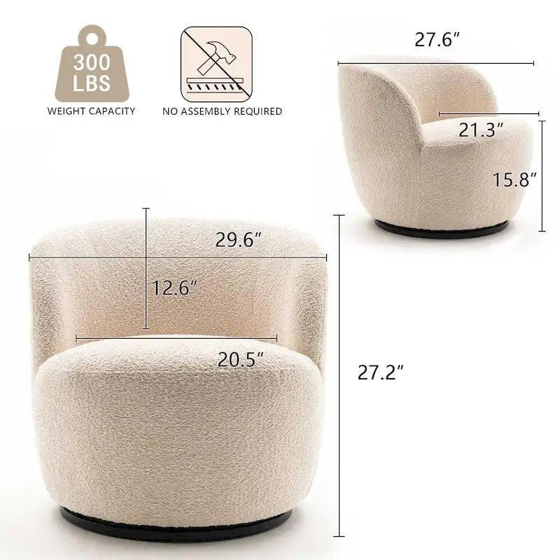 Tekli Kumaş Modern Vurgulu Koltuk, 360 Derece Dönen Fıçı Koltuk