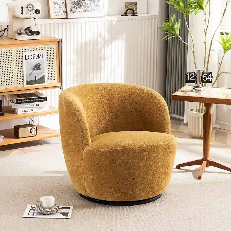 Tekli Kumaş Modern Vurgulu Koltuk, 360 Derece Dönen Fıçı Koltuk