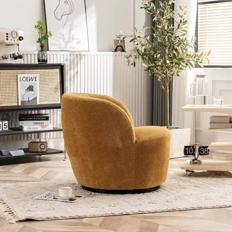Tekli Kumaş Modern Vurgulu Koltuk, 360 Derece Dönen Fıçı Koltuk