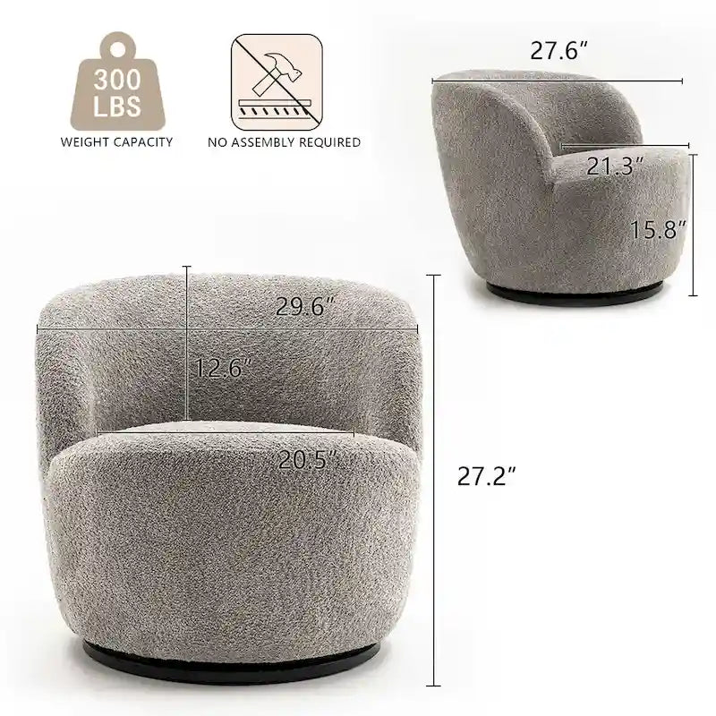 Tekli Kumaş Modern Vurgulu Koltuk, 360 Derece Dönen Fıçı Koltuk