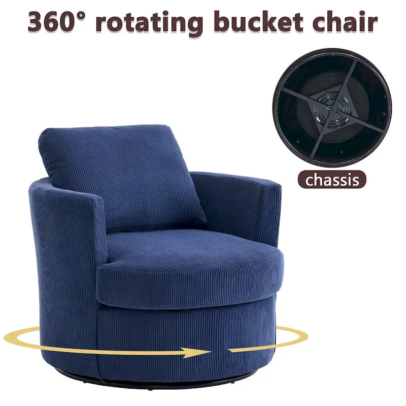 360° drehbarer Sessel mit runder Sitzschale, bequemer runder Sofasessel fürs Wohnzimmer, geeignet für Kinderzimmer, Hotel, Schlafzimmer und Büro